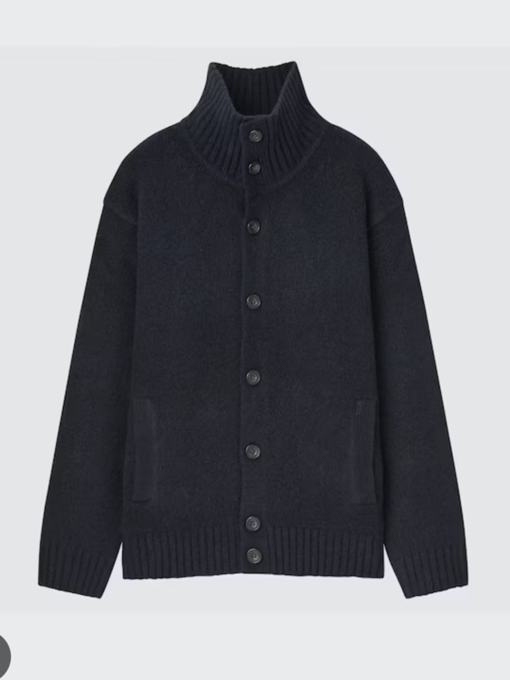 UNIQLO Japan Black High-Collar Button Cardigan